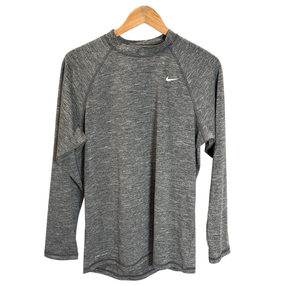 Nike Dri Fit Men's Long Sleeve Athletic Shirt Heather Gray Size M Running